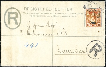 Stamp of Zanzibar » The Zanzibar Post Office (1895-1964) 1904 (Jun 13) Registered envelope sent locally wit