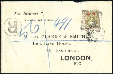 Stamp of Zanzibar » The Zanzibar Post Office (1895-1964) 1902 (Sep 26) Pre-addressed envelope sent register
