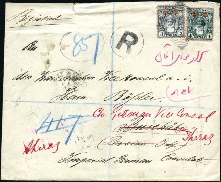 Stamp of Zanzibar » Destination Mail PERSIA: 1900 Envelope from the German Consulate in