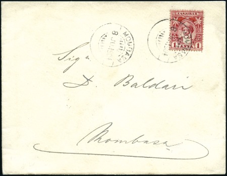 Stamp of Zanzibar » The Zanzibar Post Office (1895-1964) 1904 (Jun 8) Envelope sent locally in Mombassa wit