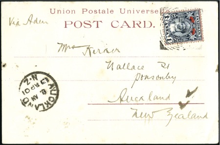 Stamp of Zanzibar » Destination Mail NEW ZEALAND: 1901 (Feb 18) Picture postcard of a n