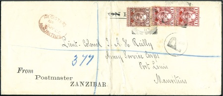 Stamp of Zanzibar » Destination Mail MAURITIUS: 1904 (Jul 4) Postmaster's envelope sent