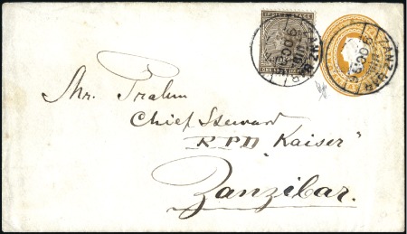Stamp of Zanzibar » The Zanzibar Post Office (1895-1964) 1896 (Oct 9) Overprinted 2a6p postal stationery en