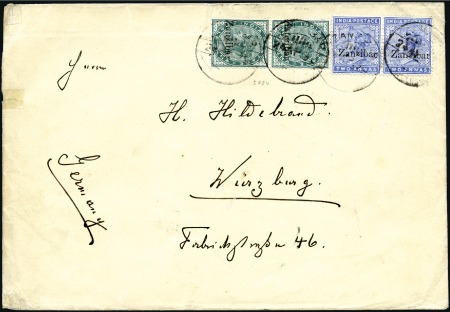 Stamp of Zanzibar » The Zanzibar Post Office (1895-1964) 1896 (Apr 24) Envelope at double letter rate to Ge