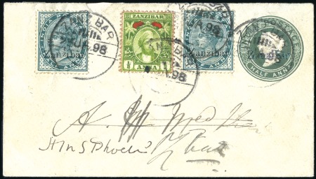 Stamp of Zanzibar » The Zanzibar Post Office (1895-1964) 1898 (Jan 25) Overprinted 1/2a postal stationery e