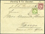 Stamp of Zanzibar » The Zanzibar Post Office (1895-1964) 1900 Pair of covers from Hansing & Co. to German E