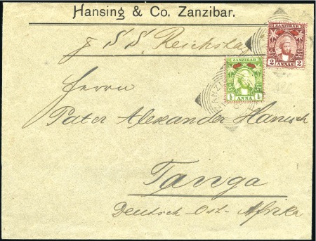 Stamp of Zanzibar » The Zanzibar Post Office (1895-1964) 1900 Pair of covers from Hansing & Co. to German E