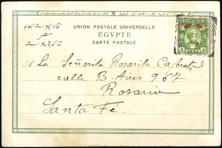 Stamp of Zanzibar » Destination Mail ARGENTINA: 1902 (Oct 17) Egyptian postcard sent to
