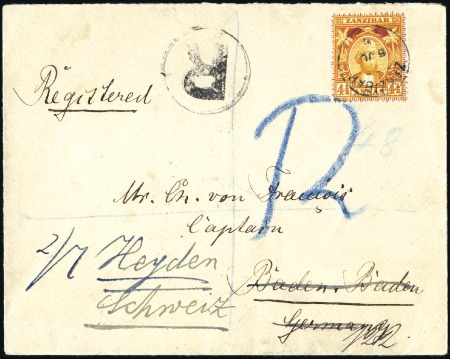 Stamp of Zanzibar » The Zanzibar Post Office (1895-1964) 1897-1905, Group of 14 covers/cards with 1896 fran