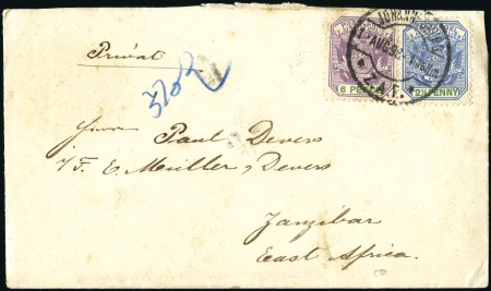 Stamp of Zanzibar » Destination Mail TRANSVAAL: 1898 Pair of incoming covers, one a com
