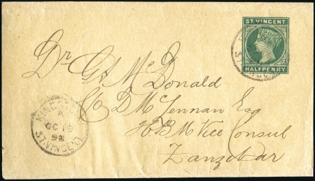 Stamp of Zanzibar » Destination Mail ST. VINCENT: 1898 1/2d Newspaper wrapper cancelled