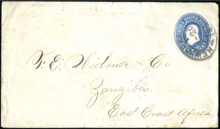 Stamp of Zanzibar » Destination Mail USA: 1890 (Sep 20) 1c Postal stationery envelope a