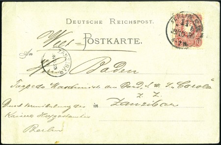 Stamp of Zanzibar » Destination Mail GERMANY: 1889 Postcard franked with 1879 10pg from