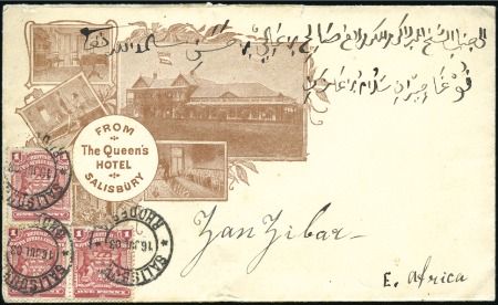Stamp of Zanzibar » Destination Mail RHODESIA: 1903 (Jul 16) Queen's Hotel advertising 