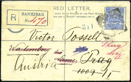 Stamp of Zanzibar » The Zanzibar Post Office (1895-1964) 1907 (Jun 6) Registered envelope from the Austrian