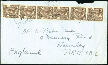 Stamp of Zanzibar » The Zanzibar Post Office (1895-1964) 1927 (Nov 8) Envelope to England with 1926-27 1c i