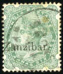 Stamp of Zanzibar 1895-96 1a, 1a6p and 4a plus 1896 2 1/2a all with 
