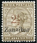 Stamp of Zanzibar 1895-98 Provisional overprint selection; 1a with b