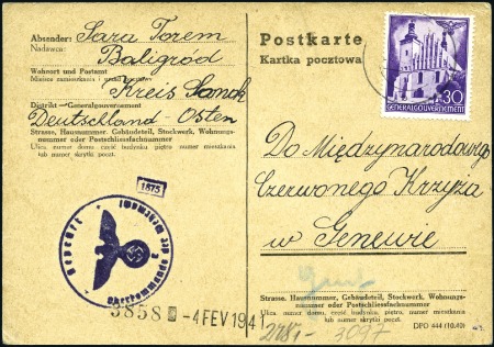 Stamp of Israel » Israel: The Holocaust - Ghettos BALIGROD: 1941 Censured postcard from Baligrod to