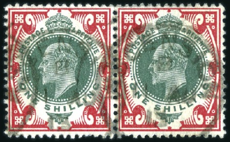 Stamp of Great Britain » British Post Offices Abroad ASCENSION: 1902-11 KEVII 1s Green & Carmine pair c