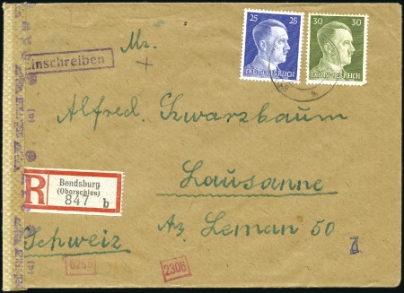 Stamp of Israel » Israel: The Holocaust - Ghettos BENDSBERG: 1943 Registered censored cover from Jac