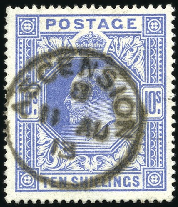 Stamp of Great Britain » British Post Offices Abroad ASCENSION: 1902-11 KEVII 10s ultramarine with Asce