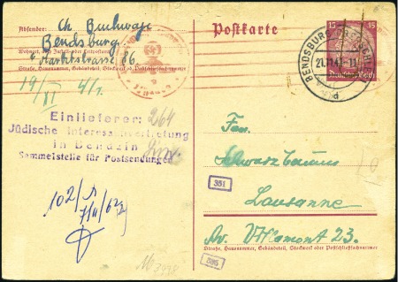 Stamp of Israel » Israel: The Holocaust - Ghettos BENDSBERG: 1942-43 Broup of eight covers & cards a