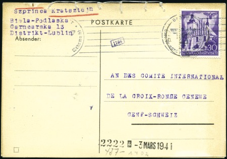 Stamp of Israel » Israel: The Holocaust - Ghettos BIALA-PODLASKA: 1941 Postcard franked by General G