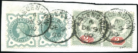 Stamp of Great Britain » British Post Offices Abroad ASCENSION: 1887 2d green & red pair and 1900 1/2d