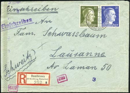 Stamp of Israel » Israel: The Holocaust - Ghettos DOMBROWA: 1943 Registered envelope from J.Rozencwa