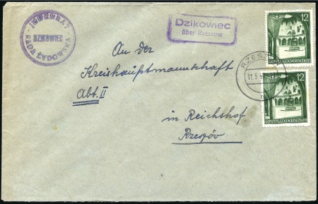 Stamp of Israel » Israel: The Holocaust - Ghettos DZIKOWIEC: 1941 Envelope franked General Governmen