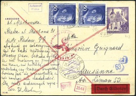 Stamp of Israel » Israel: The Holocaust - Ghettos KIELCE: General Government 30pfg postal stationery