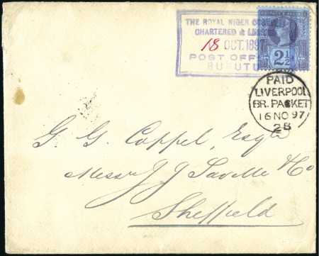 Stamp of Great Britain » British Post Offices Abroad NIGER COMPANY, BURUTU: 1897 (Oct 18) Envelope to E