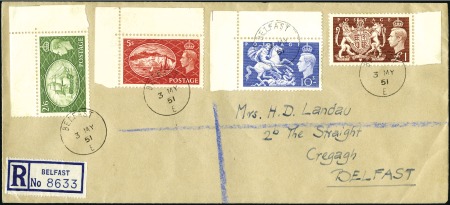 Stamp of Great Britain » King George VI 1951 (May 3) High Values FDC from 2s6d to £1 tied