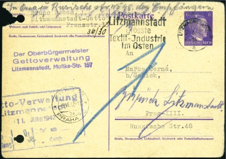 Stamp of Israel » Israel: The Holocaust - Ghettos LITZMANSTADT: Deutsche Reich 6pfg stationery card 