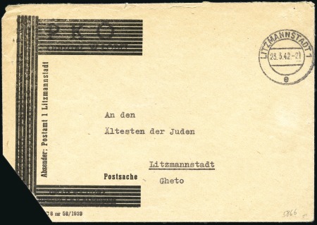 Stamp of Israel » Israel: The Holocaust - Ghettos LITZMANSTADT: PKO printed envelope addressed to th