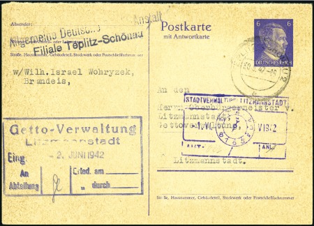 Stamp of Israel » Israel: The Holocaust - Ghettos LITZMANSTADT: Deutsche Reich 6pfg stationery card 