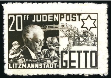 Stamp of Israel » Israel: The Holocaust - Ghettos LITZMANSTADT (JUDENPOST): 20pfg black, privately p