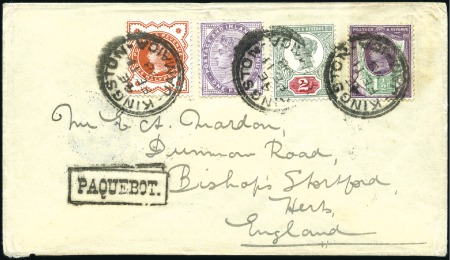 Stamp of Great Britain » British Post Offices Abroad JAMAICA: 1898 (Feb 11) Envelope to England with GB