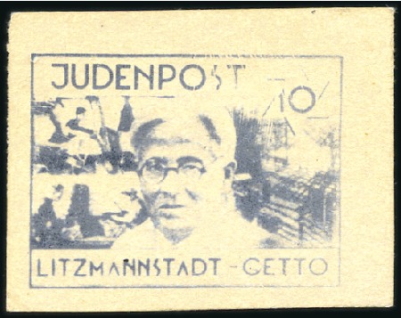 Stamp of Israel » Israel: The Holocaust - Ghettos LITZMANSTADT (JUDENPOST): 1944 10pfg blue-green, i