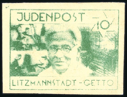 Stamp of Israel » Israel: The Holocaust - Ghettos LITZMANSTADT (JUDENPOST): 1944 10pfg blue-green, i