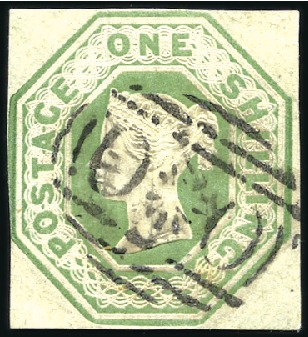 Stamp of Great Britain » British Post Offices Abroad CRIMEA: 1847 1s Green embossed, just touched at le