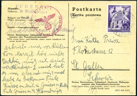 Stamp of Israel » Israel: The Holocaust - Ghettos MODLIBORZYCE: Censored postcard franked General Go
