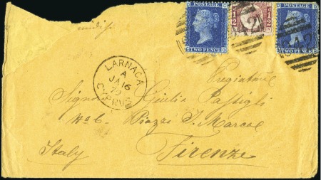 Stamp of Great Britain » British Post Offices Abroad CYPRUS, LARNACA: 1879 (Jan 16) Envelope to Italy w