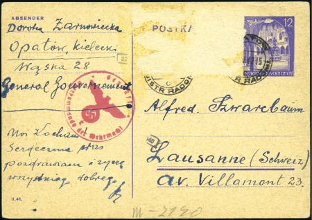 Stamp of Israel » Israel: The Holocaust - Ghettos OPATOW: Censored General Government 12pfg statione