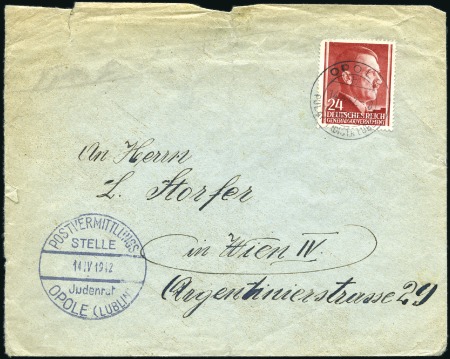Stamp of Israel » Israel: The Holocaust - Ghettos OPOLE: Envelope franked General Government 24pfg t