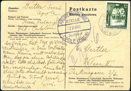 Stamp of Israel » Israel: The Holocaust - Ghettos OPOLE: Postcard franked General Government 12pfg t