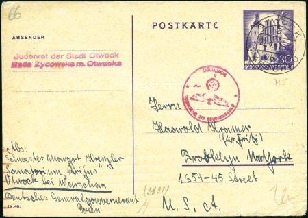 Stamp of Israel » Israel: The Holocaust - Ghettos OTWOOK: General Government 30pfg postal card tied 