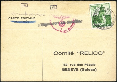 Stamp of Israel » Israel: The Holocaust - Ghettos PRZEMSYL: RELICO card to Geneva, franked General G