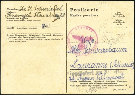 Stamp of Israel » Israel: The Holocaust - Ghettos PRZEMSYL: Uncancelled censored card to Alfred Schw